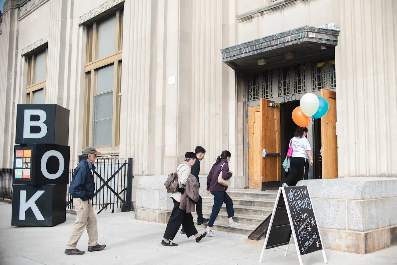 People Walking into BOK, a Creative Hub in Philadelphia