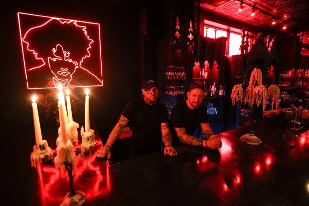Josh Balz, left, and Zach Neil, inside 'The House Noir,' in Pittston on Friday, June 26, 2026. (JASON ARDAN / STAFF PHOTOGRAPHER)