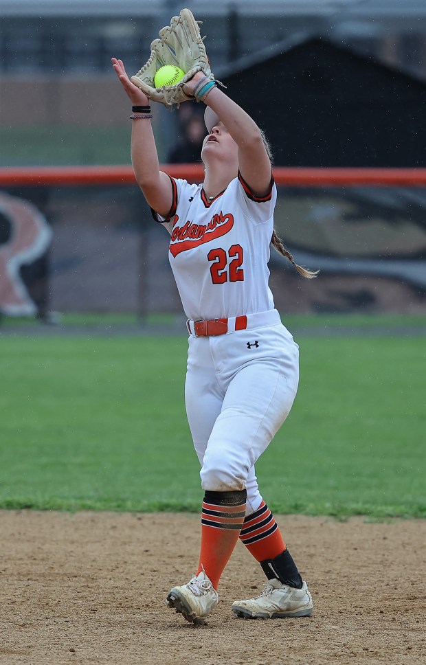 Northampton shortstop Kiley Henritzy gets under an infield pop up against Tunkhannock on Friday. FRANK LAURI / CONTRIBUTING PHOTOGRAPHER