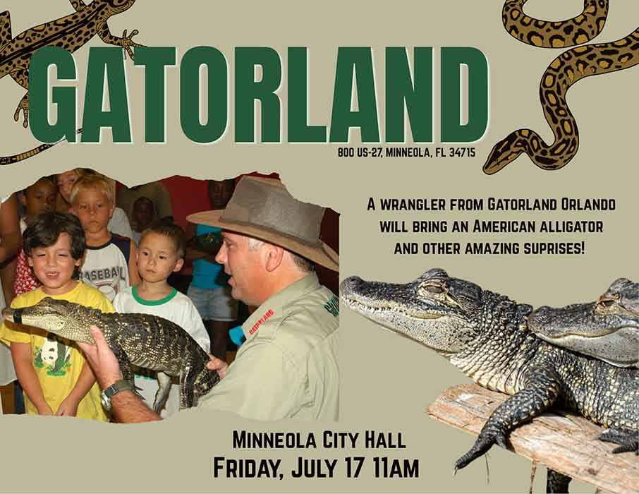 Gatorland is coming to Minneola! FREE Library Summer Reading Event At The Minneola City Hall Gym (July 17)