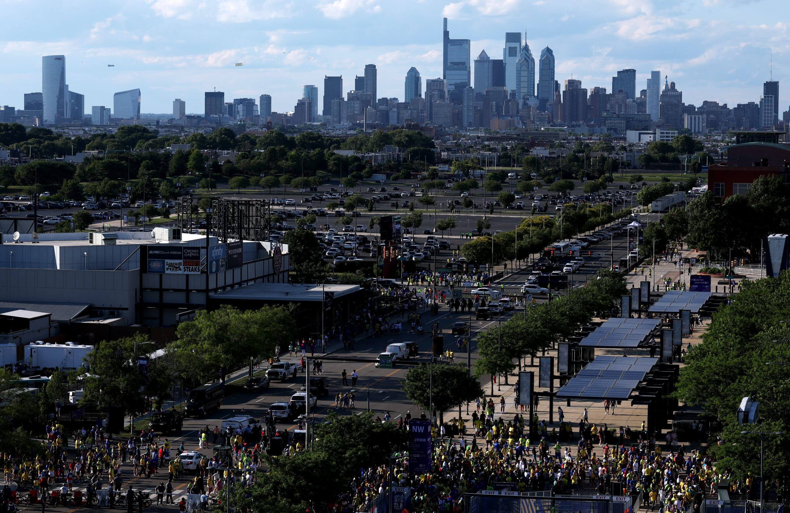 Supporters arrive to watch Brazil take on Haiti