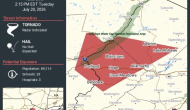 Tornado warning issued for part of Northampton, Monroe County
