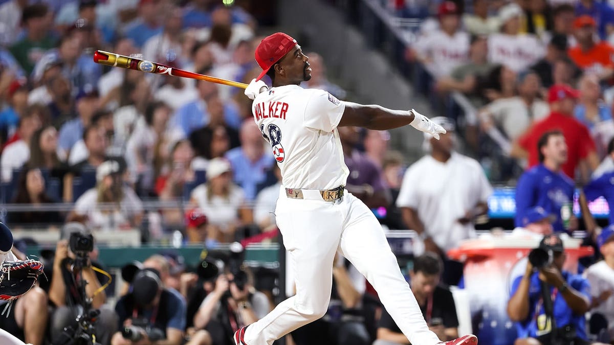 Jordan Walker competes during the Home Run Derby at Citizens Bank Park.