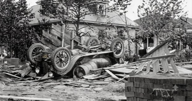 Some of the destruction from the tornado that struck the city of Lorain in 1924. (Courtesy of Lorain Historical Society)