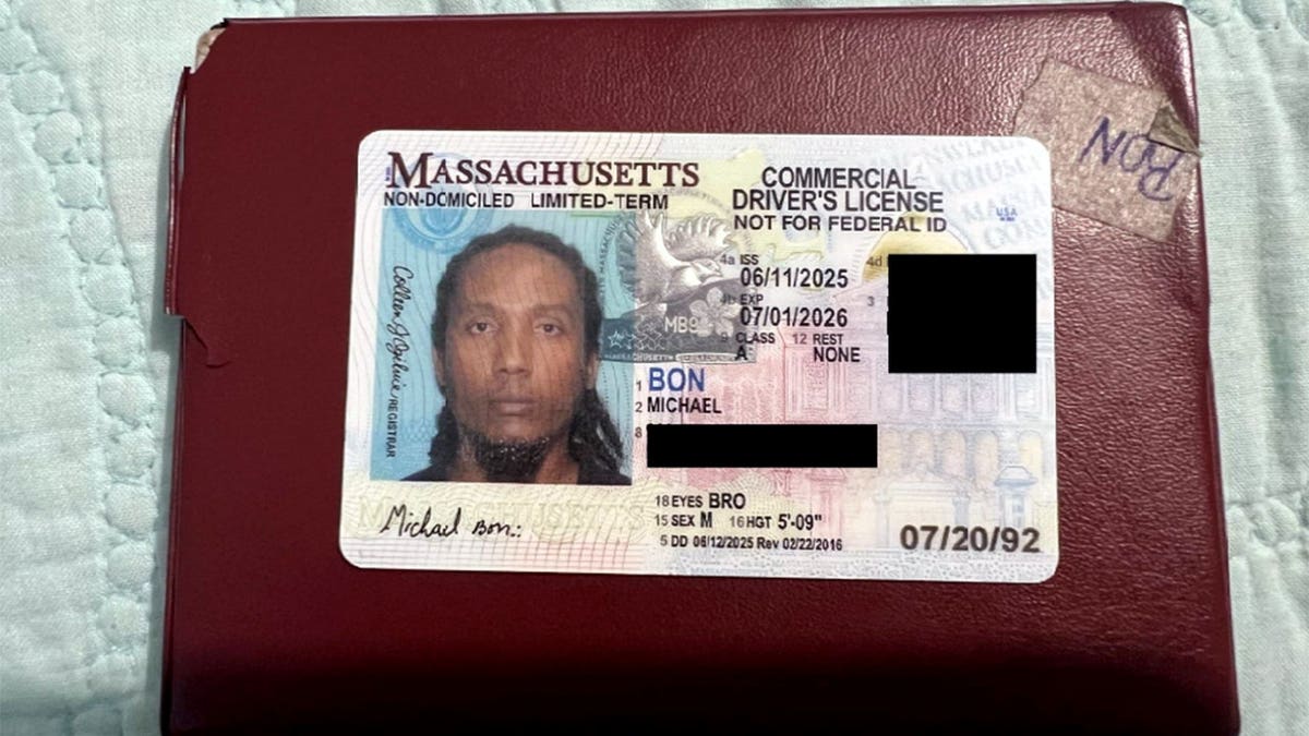 Haitian Illegal immigrant Michael Bon and his license from MA