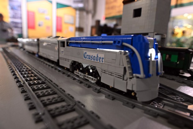 The Reading Railroad's Crusader is built entirely of Legos during an exhibition of the Brick Reading Railroad at the Reading Railroad Heritage Museum in Hamburg in 2025. (BILL UHRICH/READING EAGLE)