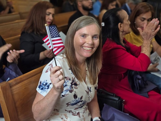 Roisin Kelly of Douglassville said she decided to become a U.S. citizen to set an example for her daughter. (DAVID MEKEEL - READING EAGLE)
