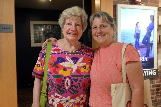 Beverly Eline, left, and Kelly Gagliano of Berkley Heights, N.J., are fans of the Groovemasters during Berks SummerFest at the GoggleWorks Center for the Arts on Saturday, July 11, 2026. (BILL UHRICH/READING EAGLE)