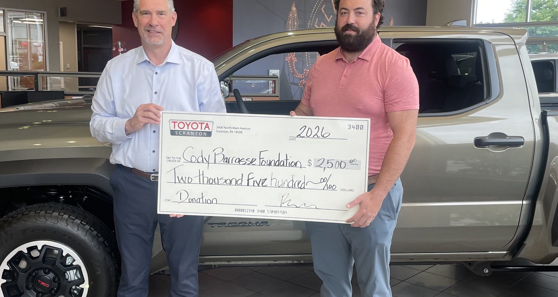Toyota of Scranton supports Cody Barrasse Foundation – Scranton Times-Tribune