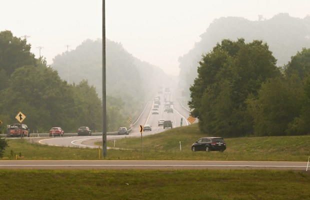 Vehicles get onto I-81 South from Davis Street in Moosic Thursday, July 15, 2026. (SEAN MCKEAG / STAFF PHOTOGRAPHER)