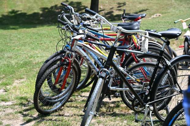 Cycle Kitchen provides area residents with affordable bikes and the skills to maintain them. Shown here are several of the bikes waiting for owners at the organization's Connell Park location, (GERI GIBBONS/STAFF PHOTO)