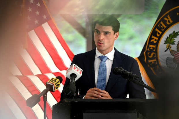 U.S. Rep. Rob Bresnahan (PA-08) speaks during a press conference on Dalilah's Law held at the Paul Bickelman FOP Lodge 46 in Spring Brook Twp. Monday, July 13, 2026. (SEAN MCKEAG / STAFF PHOTOGRAPHER)