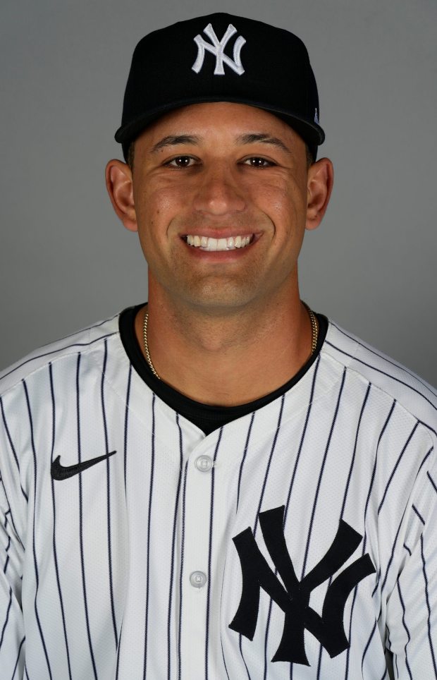 This is a 2025 photo of J.C. Escarra of the New York Yankees baseball team Tuesday, Feb. 18, 2025, in Tampa, Fla. This image reflects the Yankees active roster as of Feb. 18, 2025, when the photo was taken. (AP Photo/Chris O'Meara)