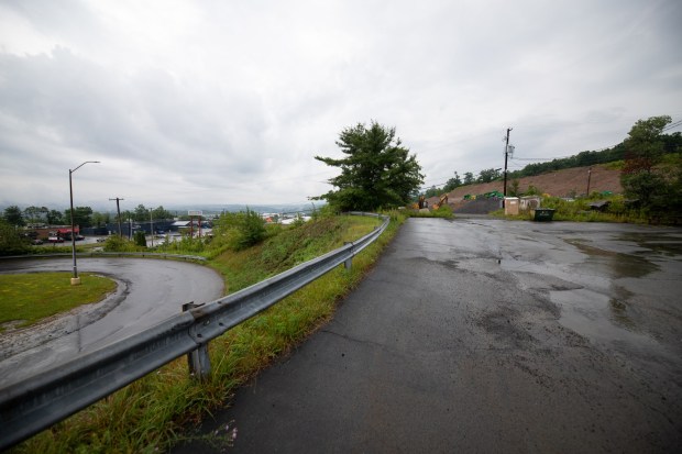 The site of Mountainview DC Realty LLC's quarrying operations on Bell Mountain above Business Route 6 in Dickson City on Tuesday, July 28, 2026. Dickson City sent the property a cease-and-desist letter last month for running the operation without borough approval. (FRANK WILKES LESNEFSKY / STAFF PHOTO)