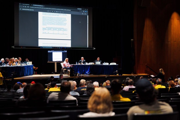 A public hearing on the proposed Wildcat Ridge Data Center Campus at Valley View High School in Archbald, Pa., on Monday, July 6, 2026. (ISAAC DIAZ/STAFF PHOTO)