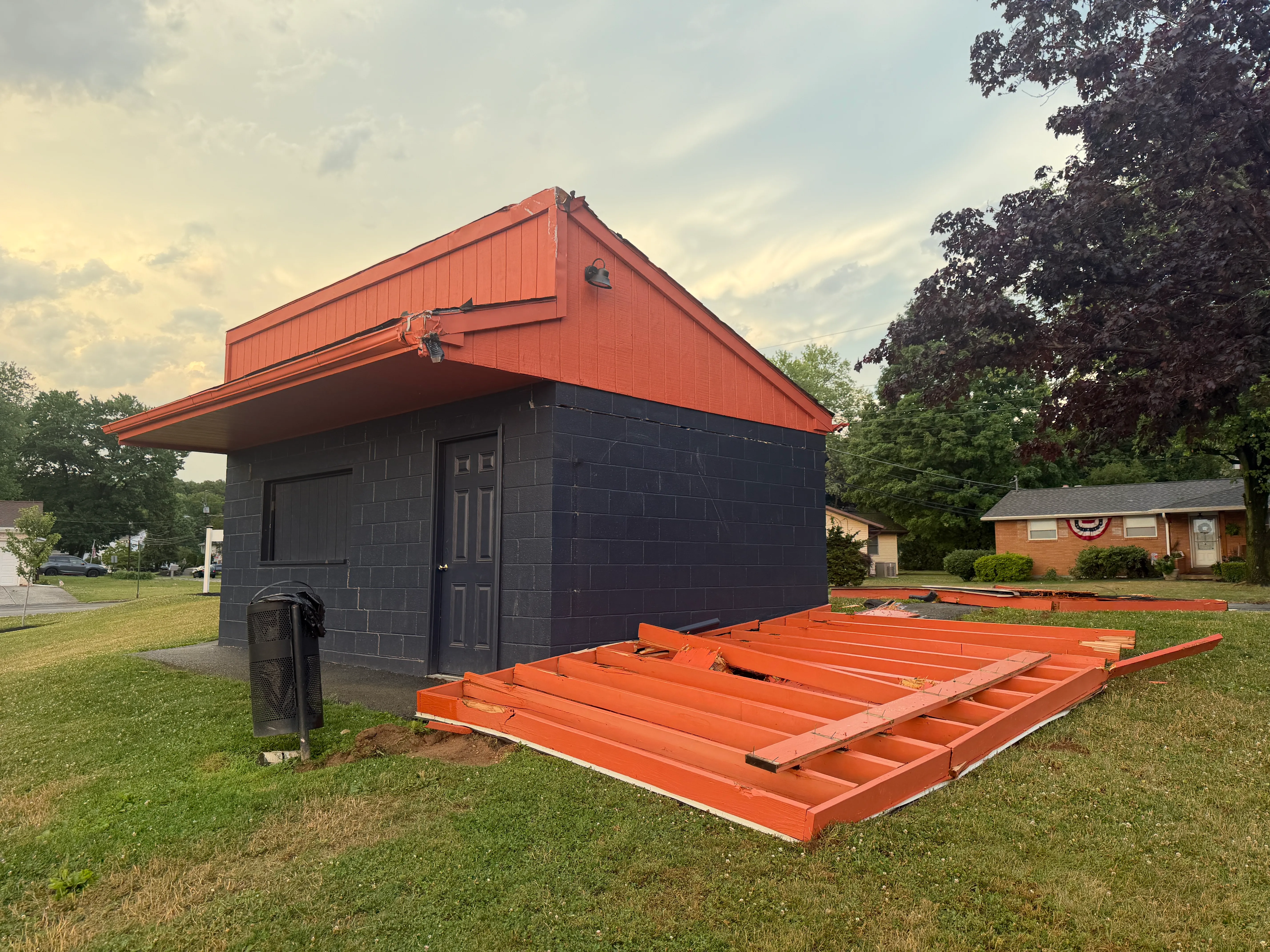 Storm damage is seen in Alburtis on Friday evening, July 3, 2026. Severe storms moved through the Lehigh Valley, cutting power to thousands amid days of extreme heat just as Fourth of July celebrations were getting started. (Rich Rolen/Special to The Morning Call)