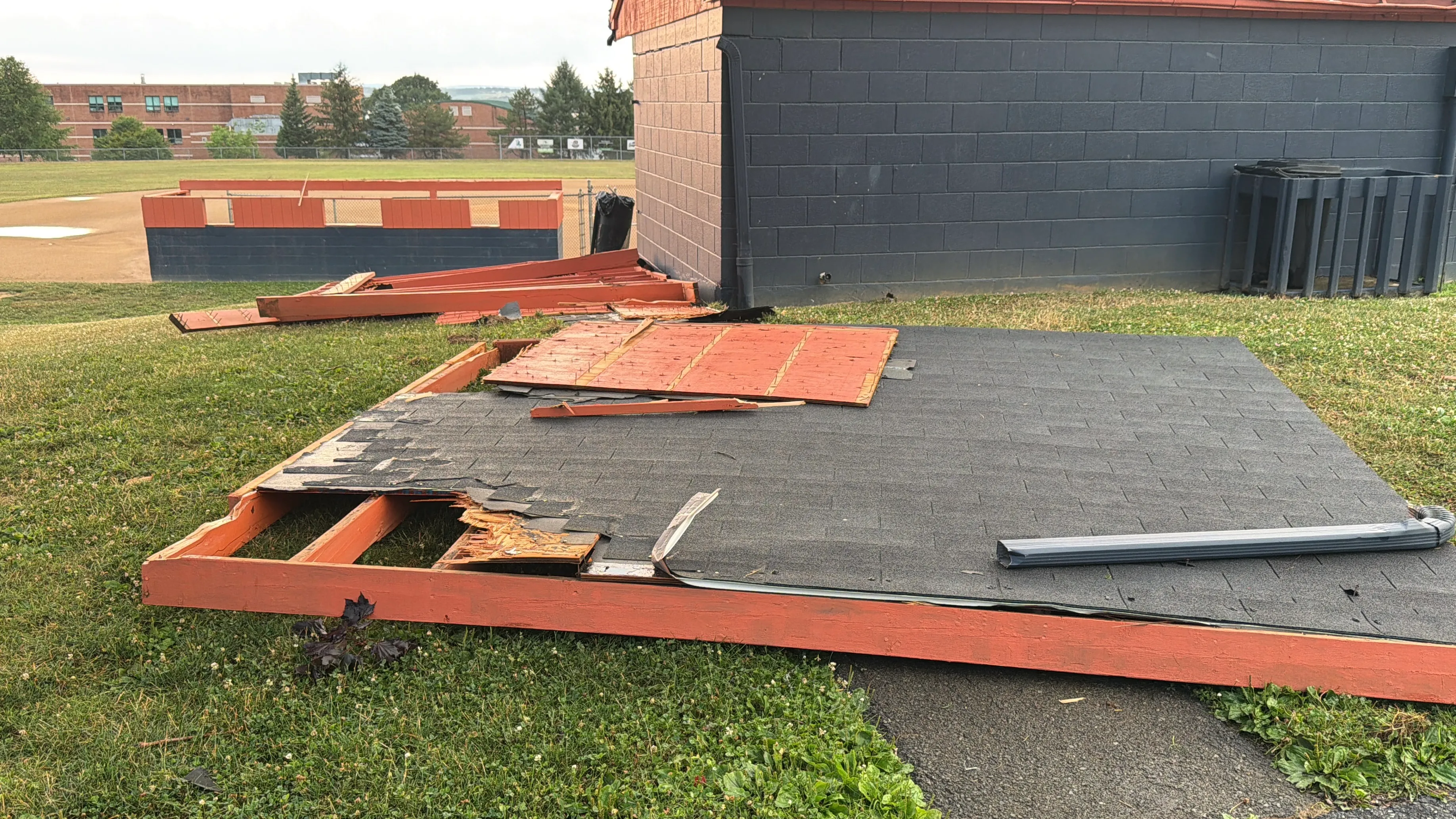 Storm damage is seen in Alburtis on Friday evening, July 3, 2026. Severe storms moved through the Lehigh Valley, cutting power to thousands amid days of extreme heat just as Fourth of July celebrations were getting started. (Rich Rolen/Special to The Morning Call)