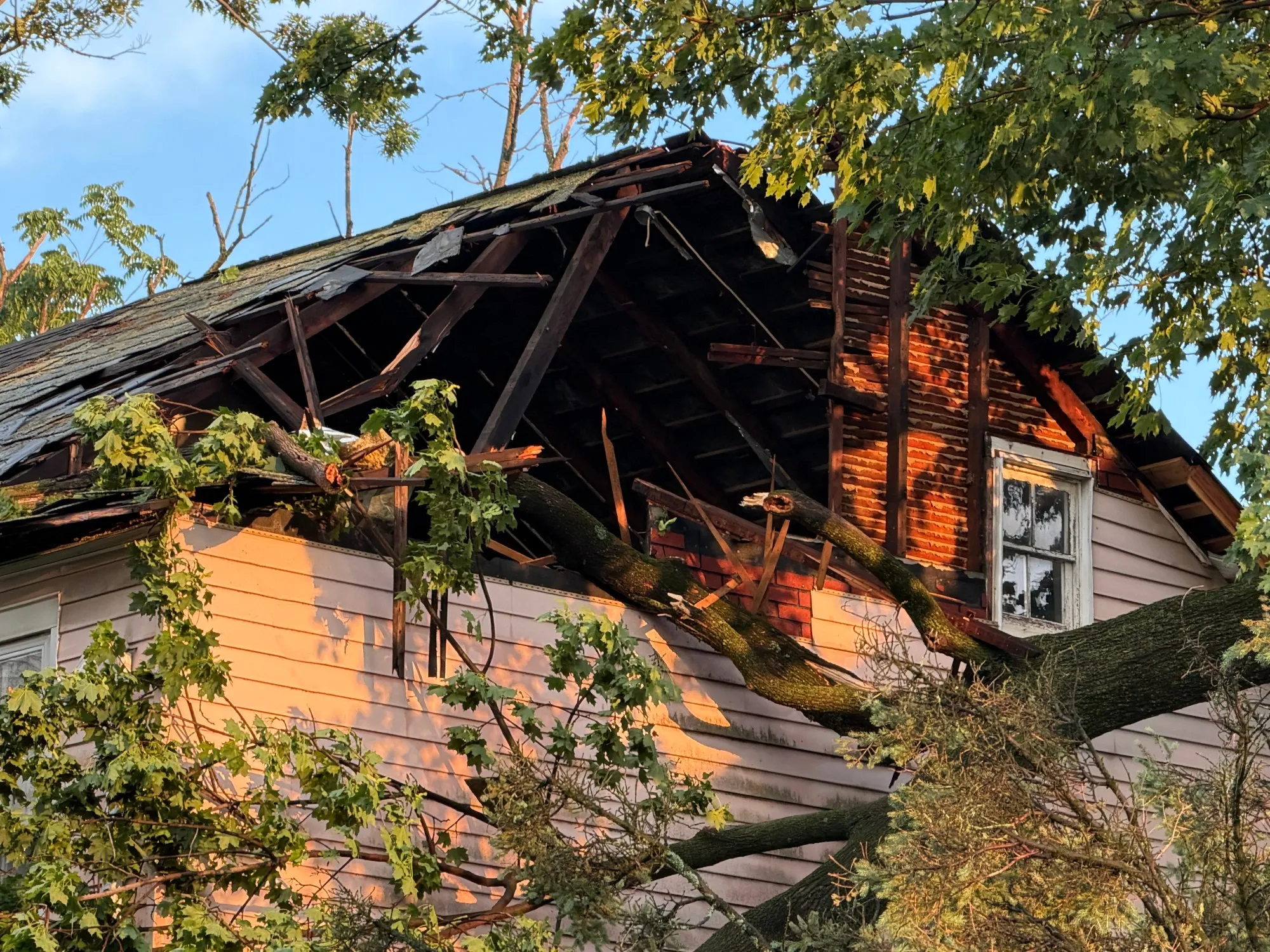 Storm damage is seen in Alburtis on Friday evening, July 3, 2026. Severe storms moved through the Lehigh Valley, cutting power to thousands amid days of extreme heat just as Fourth of July celebrations were getting started. (Rich Rolen/Special to The Morning Call)