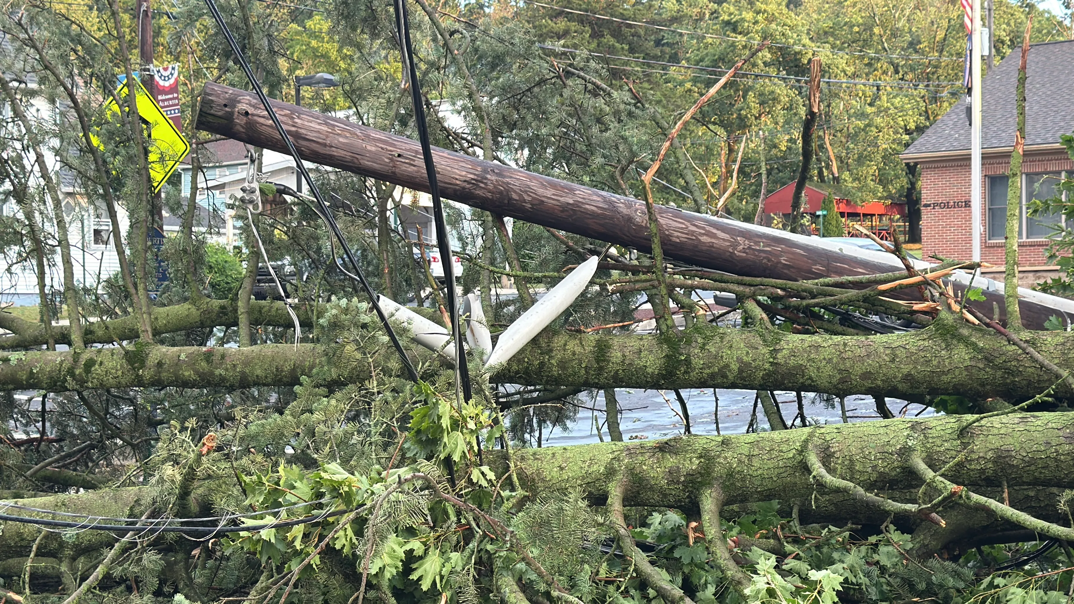 Storm damage is seen in Alburtis on Friday evening, July 3, 2026. Severe storms moved through the Lehigh Valley, cutting power to thousands amid days of extreme heat just as Fourth of July celebrations were getting started. (Rich Rolen/Special to The Morning Call)