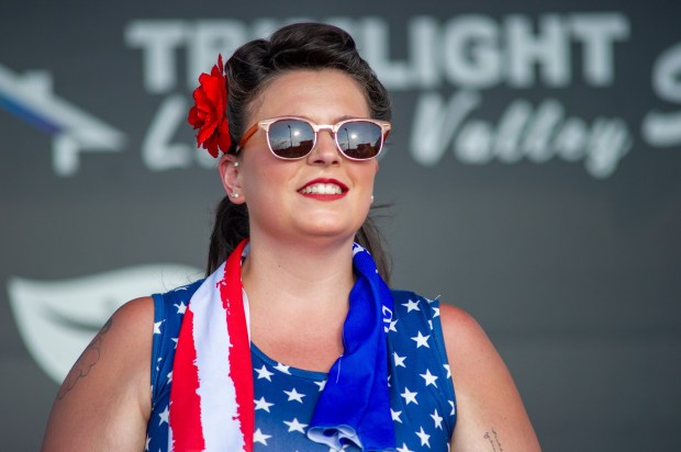 A music performer smiles Friday, July 3, 2026, during the Liberty Ignited celebration marking America's 250th birthday at Coca-Cola Park in Allentown. (Jonathan Broady/Special to The Morning Call)