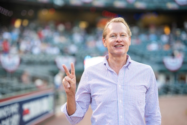 Allentown native and award-winning TV personality and designer Carson Kressley takes a picture Friday, July 3, 2026, during the Liberty Ignited celebration marking America's 250th birthday at Coca-Cola Park in Allentown. (Jonathan Broady/Special to The Morning Call)