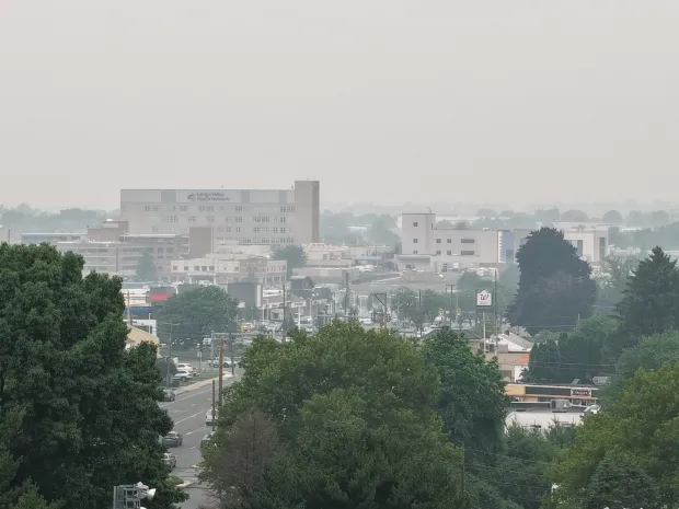 Hazy conditions from Canadian wildfire smoke is seen over the Lehigh Valley Thursday, July 16, 2026. (Rich Rolen/Special to The Morning Call)