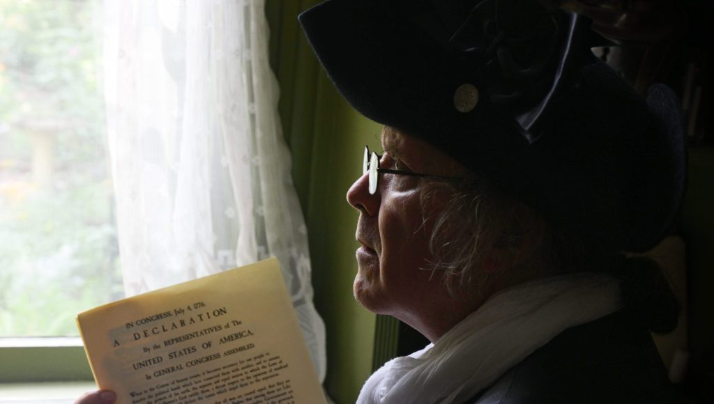 Preparing to read the Declaration of Independence at Easton Heritage Day