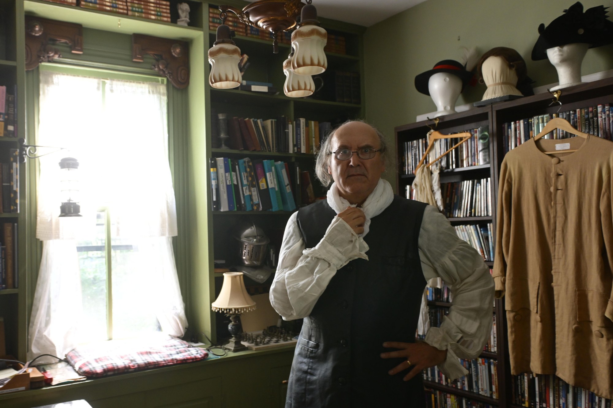 Christopher Black, artistic director of the Bachmann Players, on Thursday, July 2, 2026, portrays Robert Levers, the Northampton County Clerk who is widely credited with reading the Declaration of Independence on July 8, 1776, in Easton. Black and the Bachmann Players will be at the 49th Annual Heritage Day in Easton that takes place on Saturday, July 11, 2026, in Centre Square. The free, family-friendly celebration highlights the city's role in the American Revolution. Black will read The Declaration of Independence in period attire at Centre Square at noon. (Monica Cabrera/The Morning Call)
