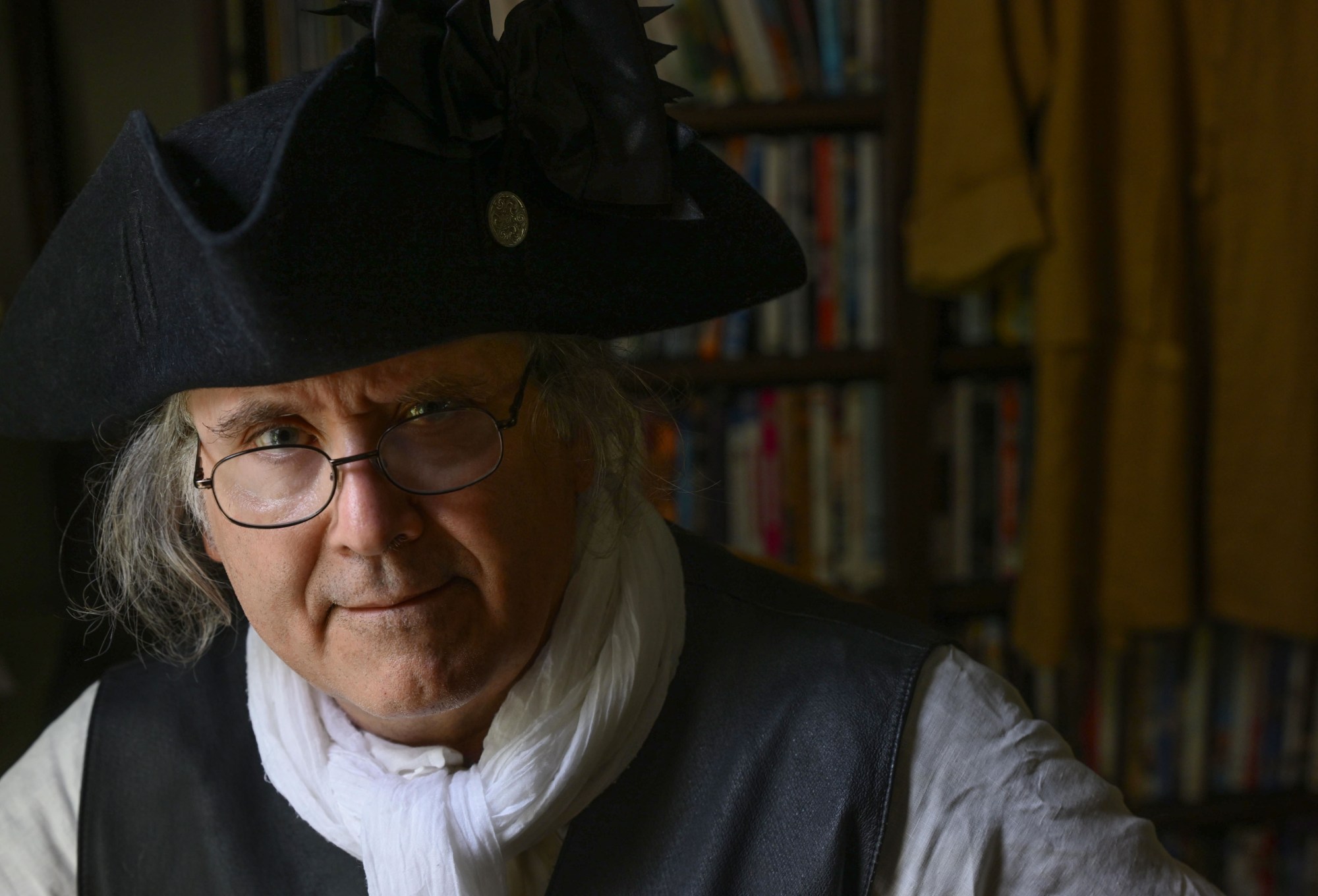 Christopher Black, artistic director of the Bachmann Players, on Thursday, July 2, 2026, portrays Robert Levers, the Northampton County Clerk who is widely credited with reading the Declaration of Independence on July 8, 1776, in Easton. Black and the Bachmann Players will be at the 49th Annual Heritage Day in Easton that takes place on Saturday, July 11, 2026, in Centre Square. The free, family-friendly celebration highlights the city's role in the American Revolution. Black will read The Declaration of Independence in period attire at Centre Square at noon. (Monica Cabrera/The Morning Call)
