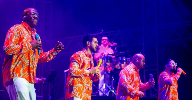 Grupo Niche performs Thursday, July 30, 2026, on Musikfest's Wind Creek Steel Stage at PNC Plaza in Bethlehem. Grupo Niche is a Colombian salsa orchestra formed in 1979 that is widely recognized by critics and audiences as one of the most successful Latin music groups of the last four decades. Thursday was preview night at Musikfest, which runs through Aug. 9. (April Gamiz/The Morning Call)