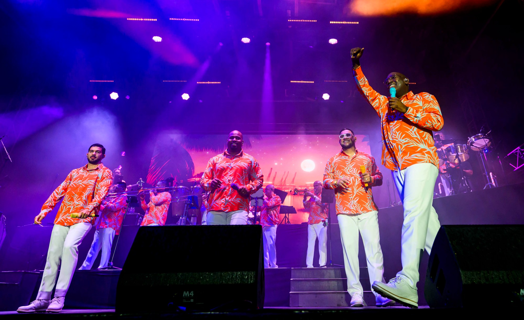Grupo Niche performs Thursday, July 30, 2026, on Musikfest's Wind Creek Steel Stage at PNC Plaza in Bethlehem. Grupo Niche is a Colombian salsa orchestra formed in 1979 that is widely recognized by critics and audiences as one of the most successful Latin music groups of the last four decades. Thursday was preview night at Musikfest, which runs through Aug. 9. (April Gamiz/The Morning Call)