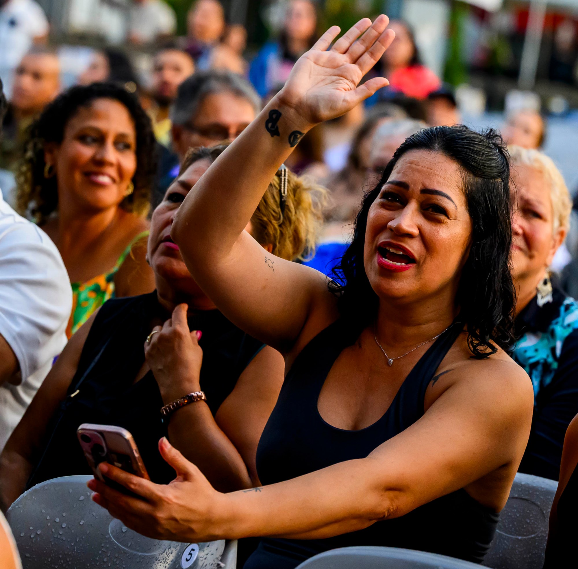 Grupo Niche performs Thursday, July 30, 2026, on Musikfest's Wind Creek Steel Stage at PNC Plaza in Bethlehem. Grupo Niche is a Colombian salsa orchestra formed in 1979 that is widely recognized by critics and audiences as one of the most successful Latin music groups of the last four decades. Thursday was preview night at Musikfest, which runs through Aug. 9. (April Gamiz/The Morning Call)