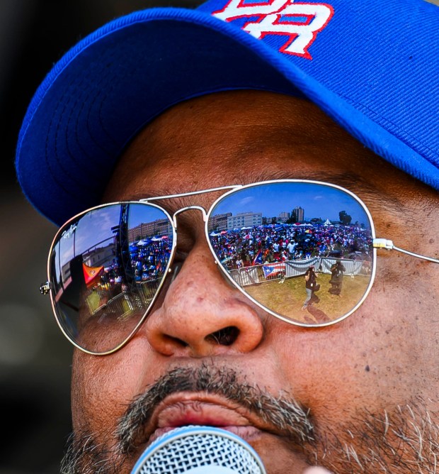 Master of Ceremonies Victor Martinez, owner of La Mega radio station, welcomes the crowd during the Lehigh Valley Puerto Rican Festival on Sunday, July 19, 2026, in Allentown. The day's festivities were sponsored by Puertorrican Cultural Preservation. (April Gamiz/The Morning Call)
