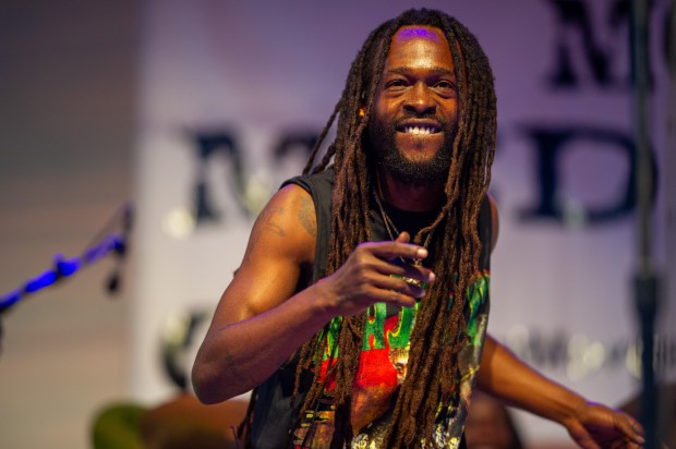 Grammy-nominated contemporary reggae singer-songwriter Jesse Royal performs at the One Earth Festival Global Music and Culture Festival at SteelStacks on Saturday, July 11, 2026. (Jonathan Broady/Special to The Morning Call)