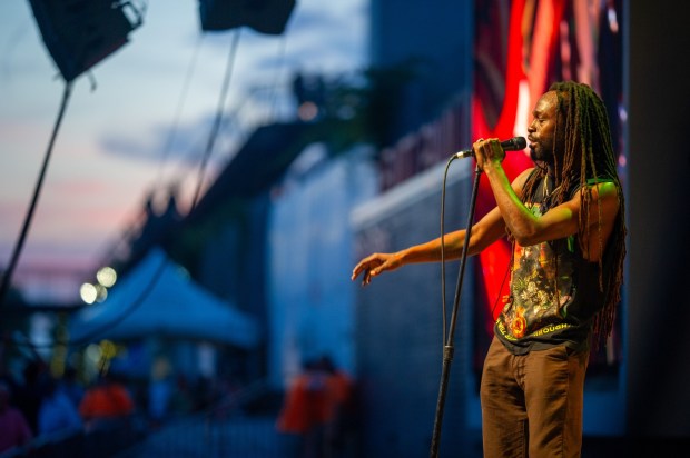 Grammy-nominated contemporary reggae singer-songwriter Jesse Royal performs at the One Earth Festival Global Music and Culture Festival at SteelStacks on Saturday, July 11, 2026. (Jonathan Broady/Special to The Morning Call)