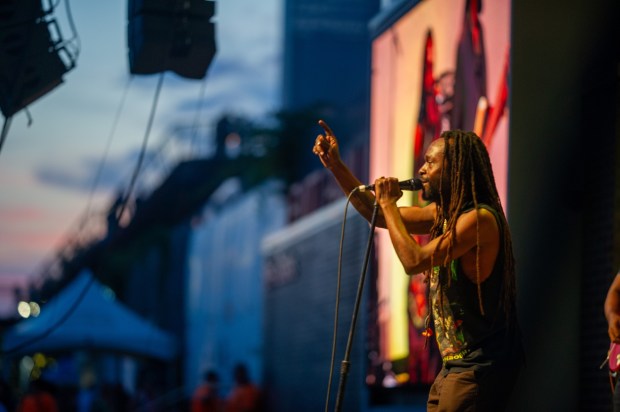 Grammy-nominated contemporary reggae singer-songwriter Jesse Royal performs at the One Earth Festival Global Music and Culture Festival at SteelStacks on Saturday, July 11, 2026. (Jonathan Broady/Special to The Morning Call)