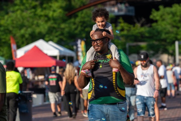 Festivalgoers enjoy the sights and sounds of the One Earth Festival Global Music and Culture Festival at SteelStacks on Saturday July 11 2026. The fifth annual festival, presented by ArtsQuest in partnership with Movement Moves Media, celebrates global music, culture and community. (Jonathan Broady/Special to The Morning Call)