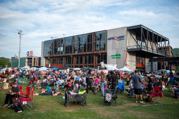 Festivalgoers enjoy the sights and sounds of the One Earth Festival Global Music and Culture Festival at SteelStacks on Saturday July 11 2026. The fifth annual festival, presented by ArtsQuest in partnership with Movement Moves Media, celebrates global music, culture and community. (Jonathan Broady/Special to The Morning Call)
