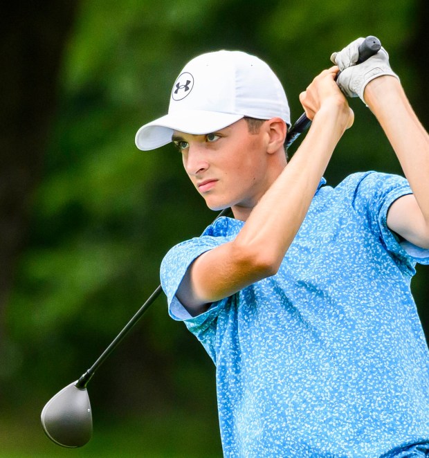 Nazareth junior Dane Mohap competes Tuesday, July 21, 2026, during the U.S Junior Amateur golf tournament at Saucon Valley Country Club's Old Course and Grace Course in Upper Saucon Township. (April Gamiz/The Morning Call)