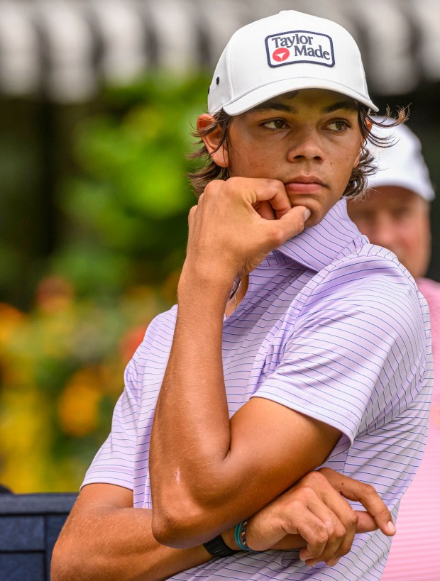 Charlie Woods, Tiger Woods' son, competes Tuesday, July 21, 2026, during the U.S Junior Amateur golf tournament at Saucon Valley Country Club's Old Course and Grace Course in Upper Saucon Township. (April Gamiz/The Morning Call)