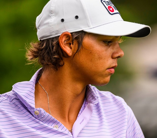 Charlie Woods, Tiger Woods' son, competes Tuesday, July 21, 2026, during the U.S Junior Amateur golf tournament at Saucon Valley Country Club's Old Course and Grace Course in Upper Saucon Township. (April Gamiz/The Morning Call)