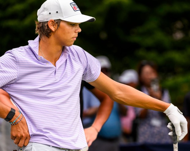 Charlie Woods, Tiger Woods' son, competes Tuesday, July 21, 2026, during the U.S Junior Amateur golf tournament at Saucon Valley Country Club's Old Course and Grace Course in Upper Saucon Township. (April Gamiz/The Morning Call)
