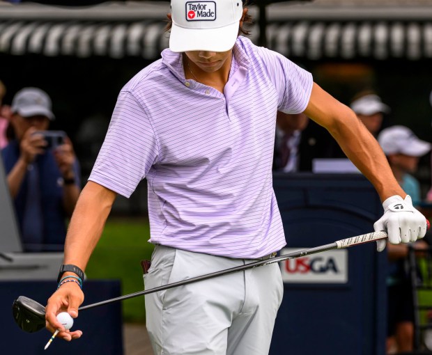 Charlie Woods, Tiger Woods' son, competes Tuesday, July 21, 2026, during the U.S Junior Amateur golf tournament at Saucon Valley Country Club's Old Course and Grace Course in Upper Saucon Township. (April Gamiz/The Morning Call)