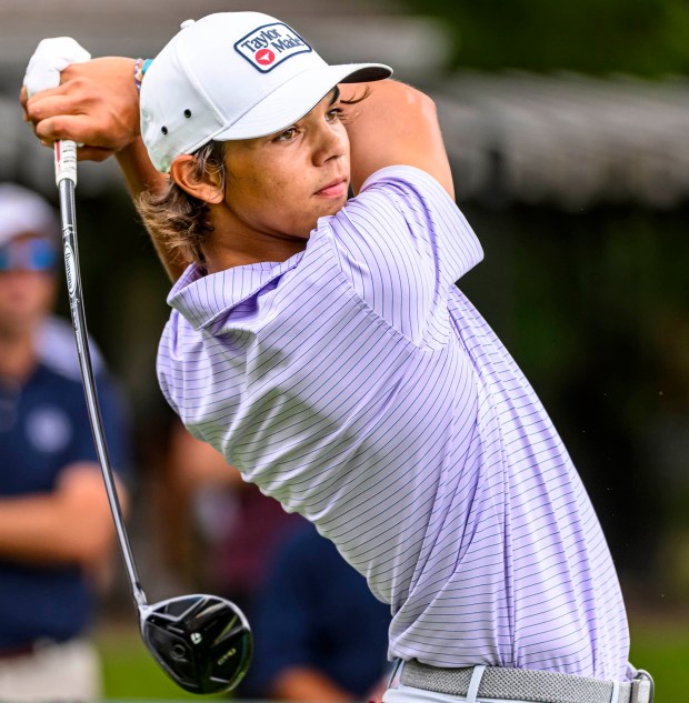 Charlie Woods, Tiger Woods' son, competes Tuesday, July 21, 2026, during the U.S Junior Amateur golf tournament at Saucon Valley Country Club's Old Course and Grace Course in Upper Saucon Township. (April Gamiz/The Morning Call)
