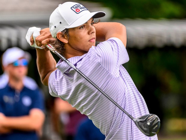 Charlie Woods, Tiger Woods' son, competes Tuesday, July 21, 2026, during the U.S Junior Amateur golf tournament at Saucon Valley Country Club's Old Course and Grace Course in Upper Saucon Township. (April Gamiz/The Morning Call)
