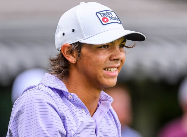 Charlie Woods, Tiger Woods' son, competes Tuesday, July 21, 2026, during the U.S Junior Amateur golf tournament at Saucon Valley Country Club's Old Course and Grace Course in Upper Saucon Township. (April Gamiz/The Morning Call)