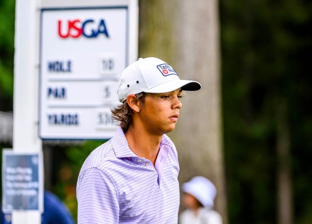 Charlie Woods, Tiger Woods' son, competes Tuesday, July 21, 2026, during the U.S Junior Amateur golf tournament at Saucon Valley Country Club's Old Course and Grace Course in Upper Saucon Township. (April Gamiz/The Morning Call)