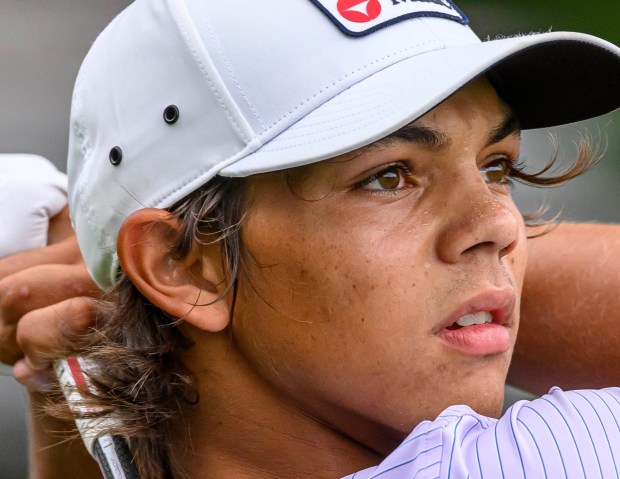 Charlie Woods, Tiger Woods' son, competes Tuesday, July 21, 2026, during the U.S Junior Amateur golf tournament at Saucon Valley Country Club's Old Course and Grace Course in Upper Saucon Township. (April Gamiz/The Morning Call)