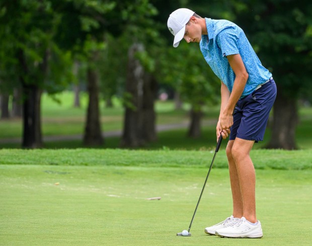 Nazareth junior Dane Mohap competes Tuesday, July 21, 2026, during the U.S Junior Amateur golf tournament at Saucon Valley Country Club's Old Course and Grace Course in Upper Saucon Township. (April Gamiz/The Morning Call)
