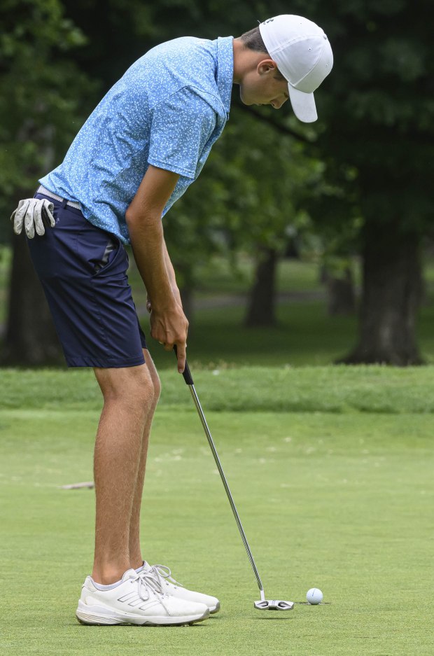 Nazareth junior Dane Mohap competes Tuesday, July 21, 2026, during the U.S Junior Amateur golf tournament at Saucon Valley Country Club's Old Course and Grace Course in Upper Saucon Township. (April Gamiz/The Morning Call)
